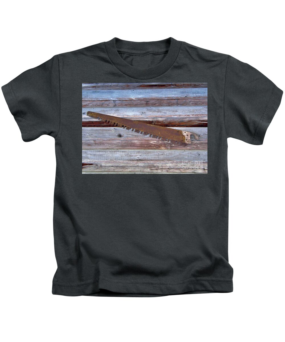 Saw Kids T-Shirt featuring the photograph Crosscut Saw by D Hackett