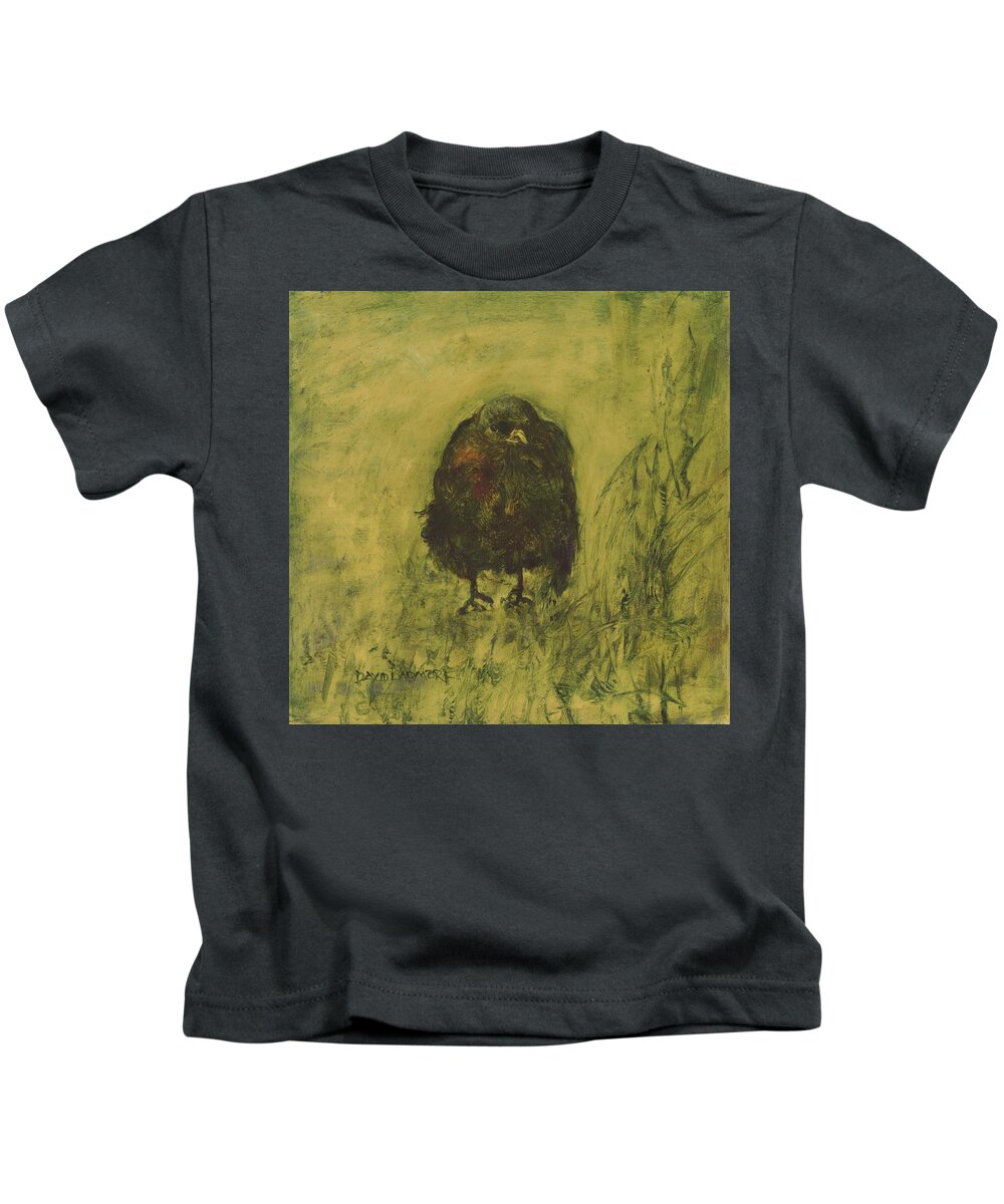 Bird Kids T-Shirt featuring the painting Crow 26 by David Ladmore