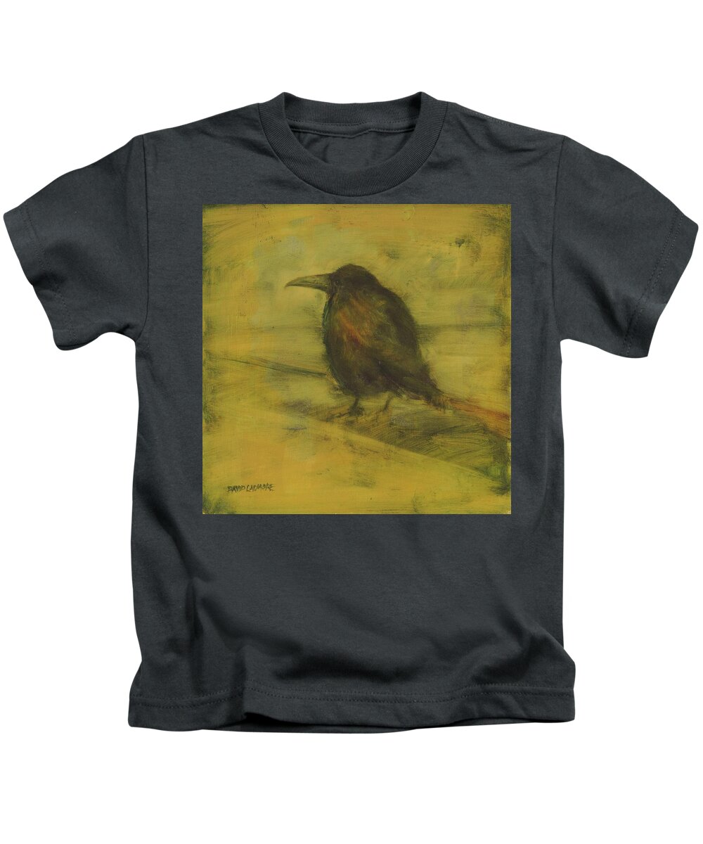 Bird Kids T-Shirt featuring the painting Crow 27 by David Ladmore