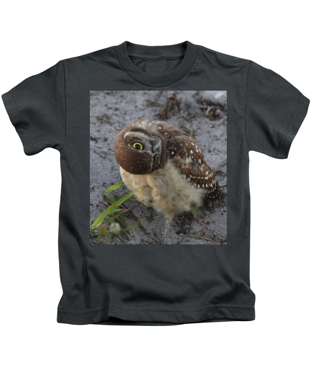 Burrowing Owl Kids T-Shirt featuring the photograph Curious Chick by Jim Bennight