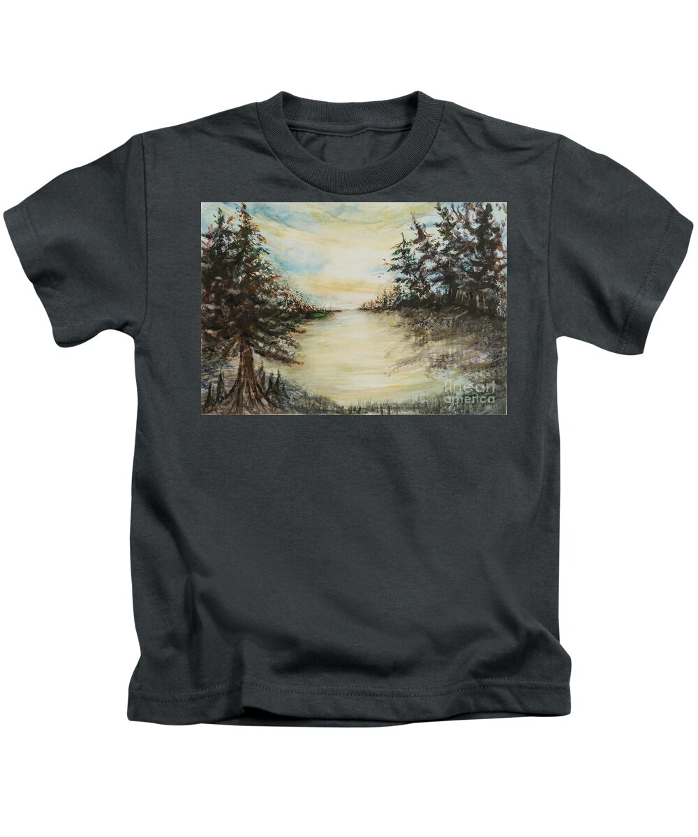 Landscape Kids T-Shirt featuring the painting Cypress Christmas by Francelle Theriot
