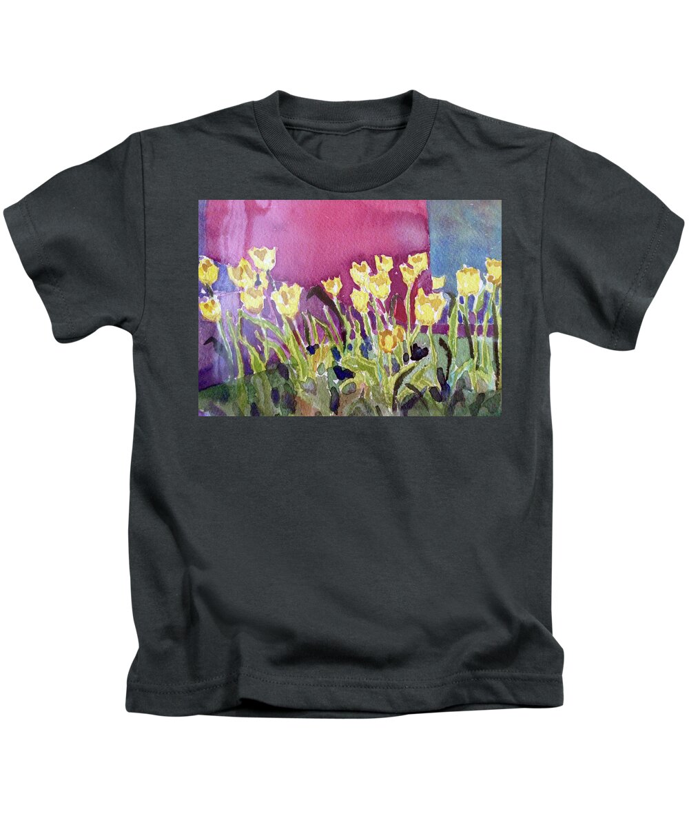 Daffodils Kids T-Shirt featuring the painting Daffodils by Karen Coggeshall
