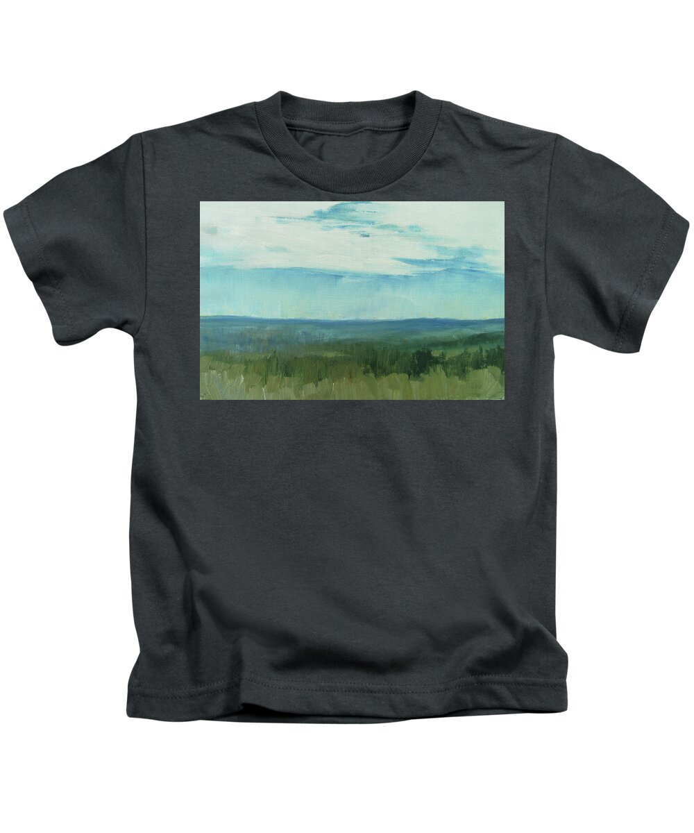 Landscape Kids T-Shirt featuring the painting dagrar over salenfjallen- Shifting daylight over mountain ridges, 3 of 12_0030_50x76 cm by Marica Ohlsson