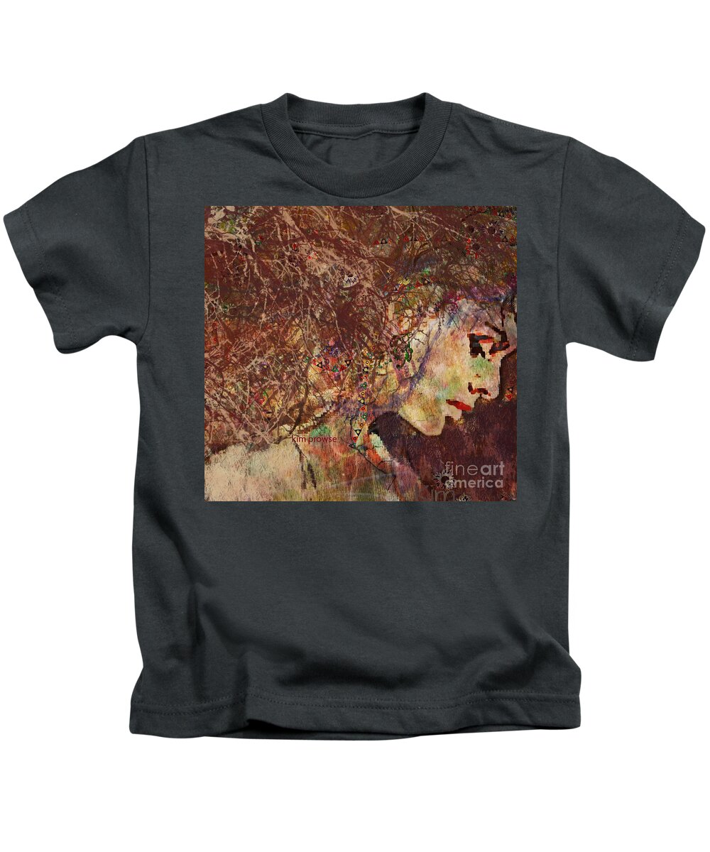 Sad Woman Kids T-Shirt featuring the mixed media Daisy Chain Eve by Kim Prowse