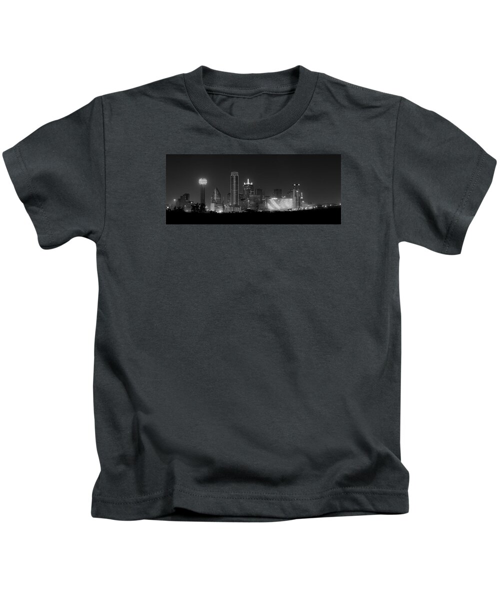 Dallas Kids T-Shirt featuring the photograph Dallas BW by David Downs