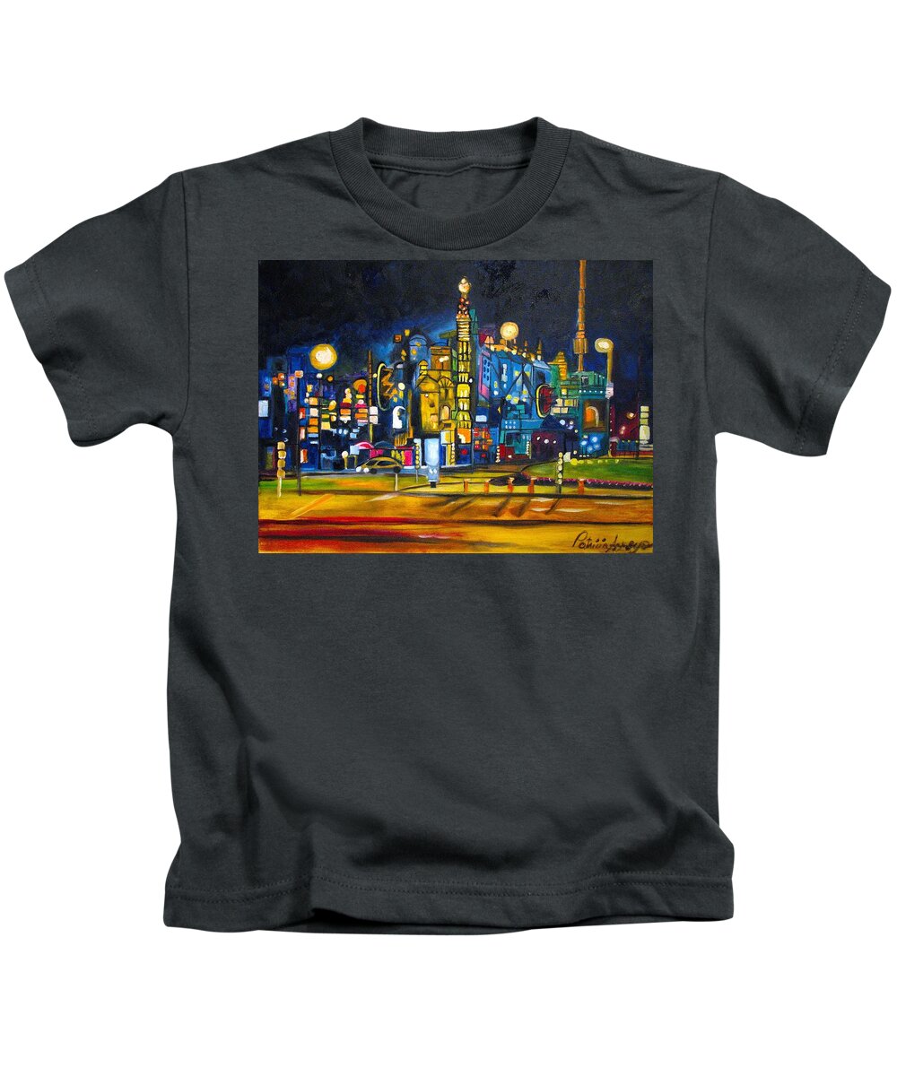 Cityscape Kids T-Shirt featuring the painting Dam Square by Patricia Arroyo