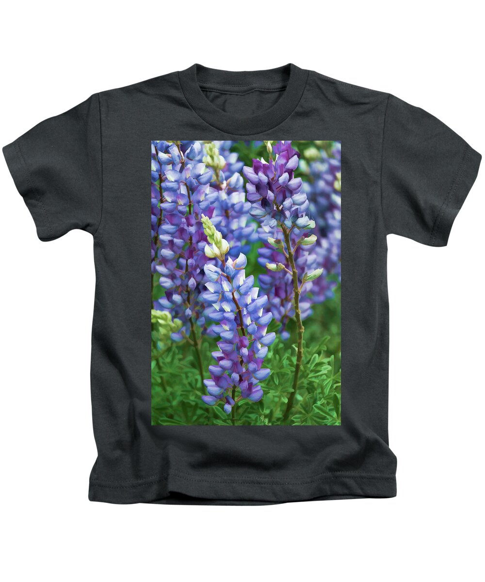 Wildflowers Kids T-Shirt featuring the photograph Dancing Lupines - Spring in Central California by Ram Vasudev
