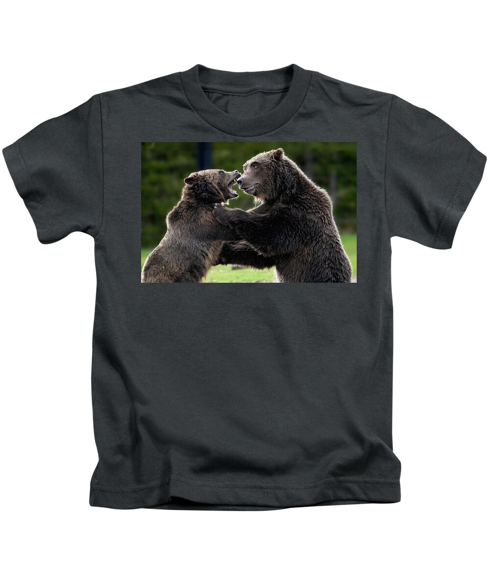 Grizzlies Kids T-Shirt featuring the photograph Death Match by Ronnie And Frances Howard