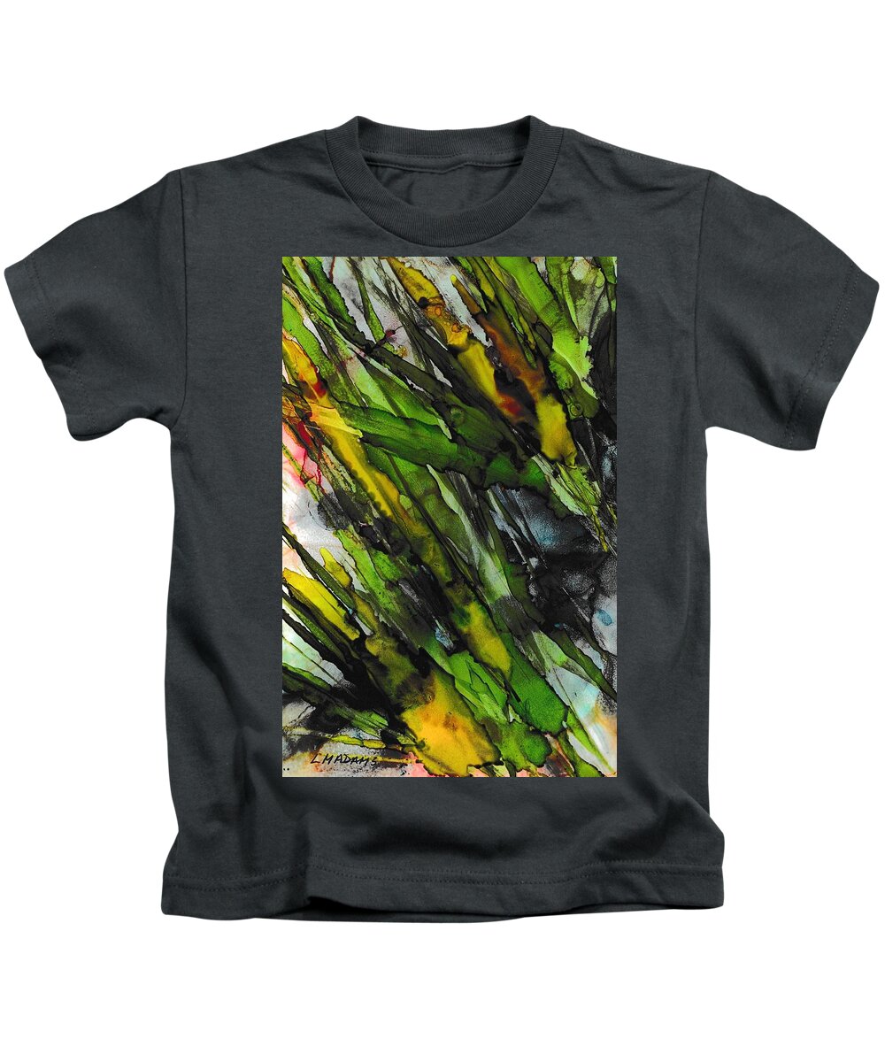 Abstract Kids T-Shirt featuring the painting Deep in the JUngle by Louise Adams