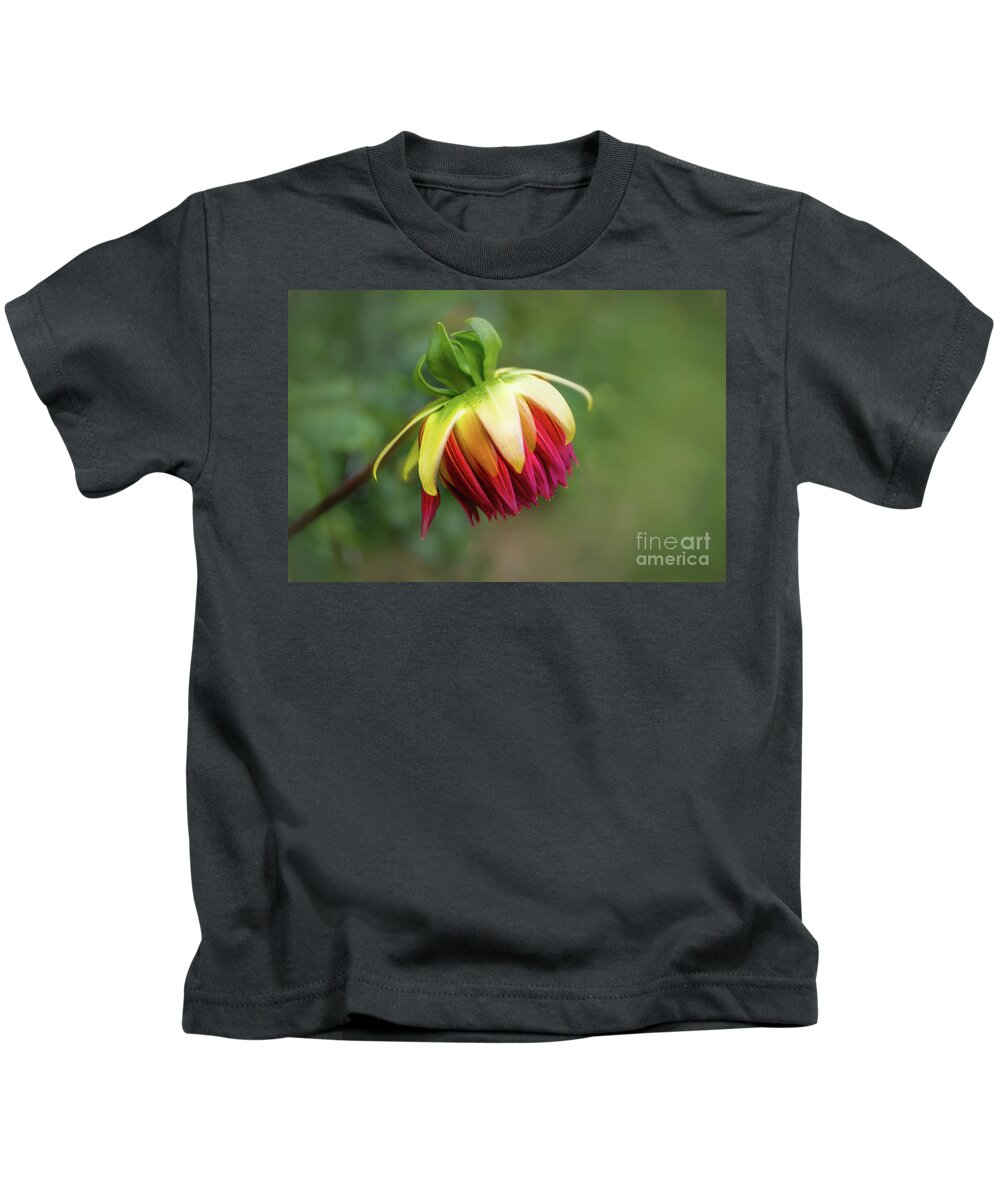 2016 Kids T-Shirt featuring the photograph Demure Dahlia Bud by Louise Lindsay