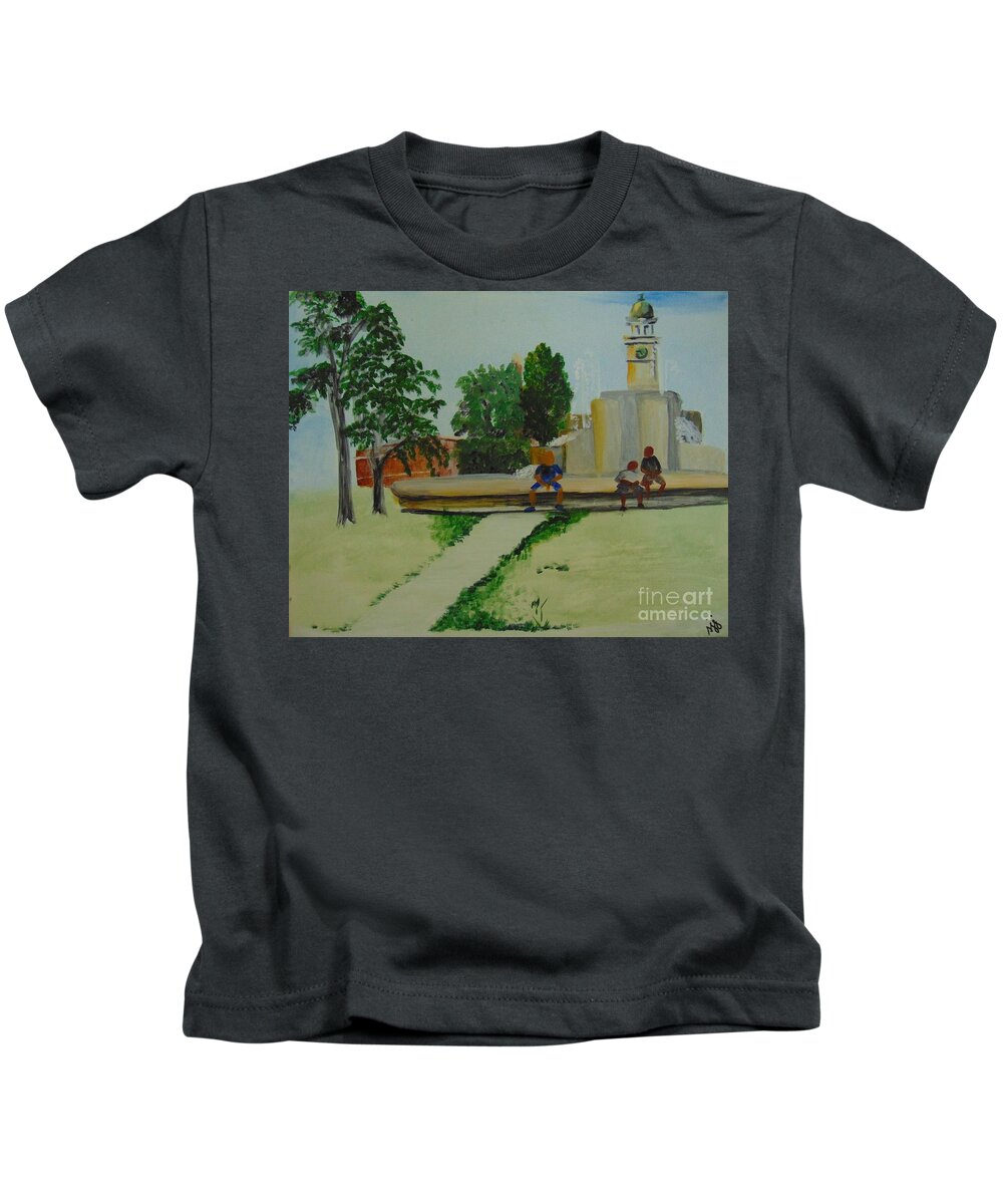 Park Kids T-Shirt featuring the painting Denver City Park by Saundra Johnson