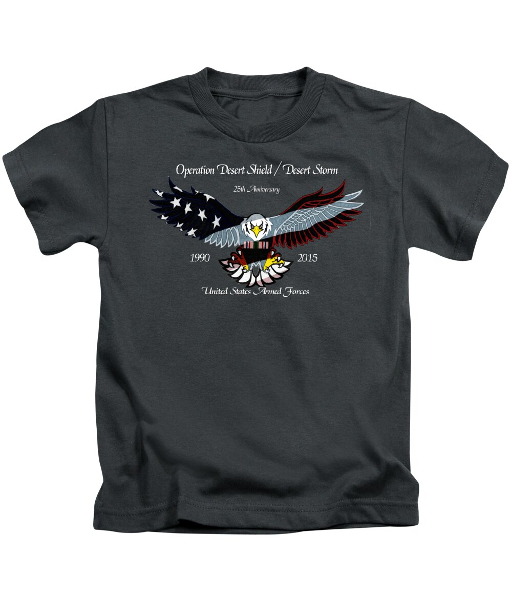 Veterans Kids T-Shirt featuring the drawing Desert Storm 25th Anniversary by Bill Richards