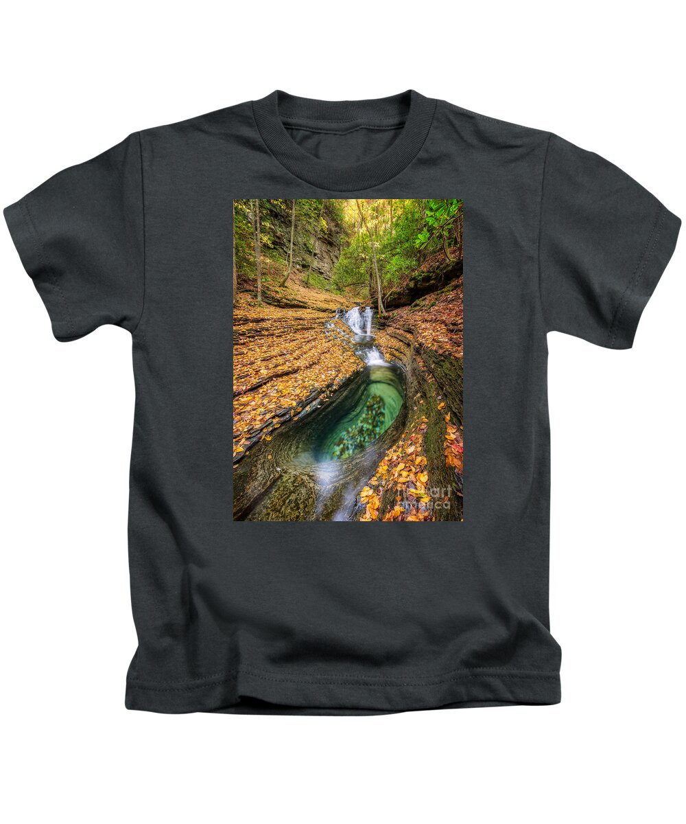 Devils Bathtub Kids T-Shirt featuring the photograph Devils Bathtub Autumn by Anthony Heflin