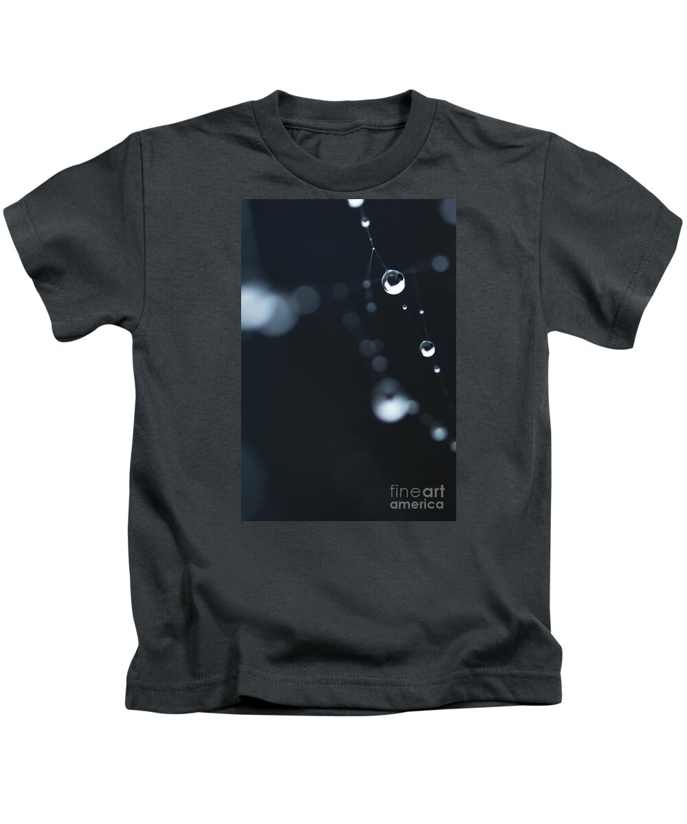 Dew Kids T-Shirt featuring the photograph Dewdrops on cobweb 004 by Clayton Bastiani