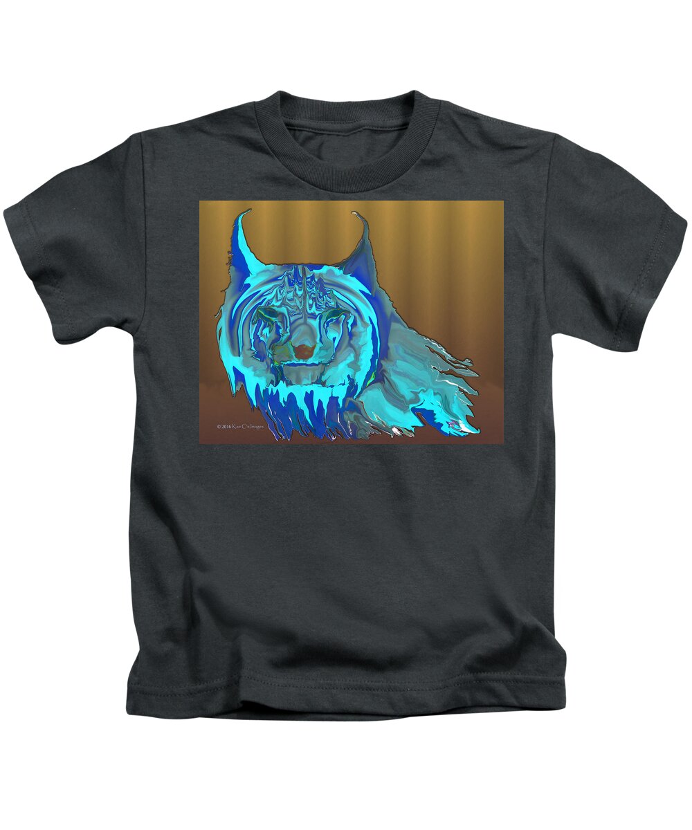 Lynx Kids T-Shirt featuring the digital art Montana Lynx by Kae Cheatham