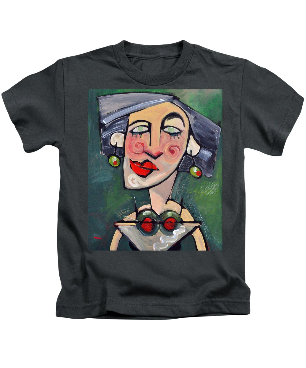 Martini Kids T-Shirt featuring the painting Dirty With Two Olives by Tim Nyberg