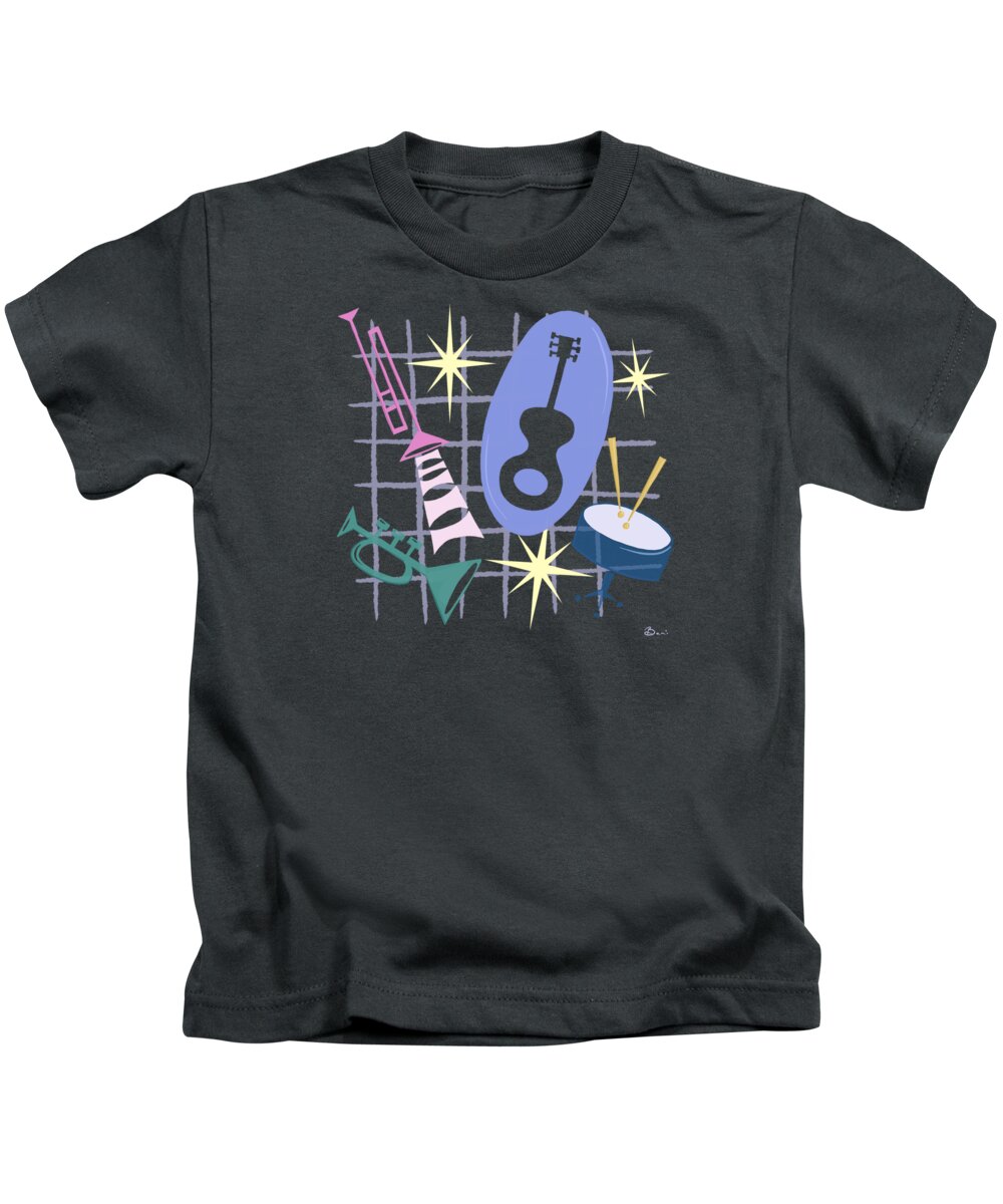 Painting Kids T-Shirt featuring the painting Django Jazz Composition In Purple by Little Bunny Sunshine