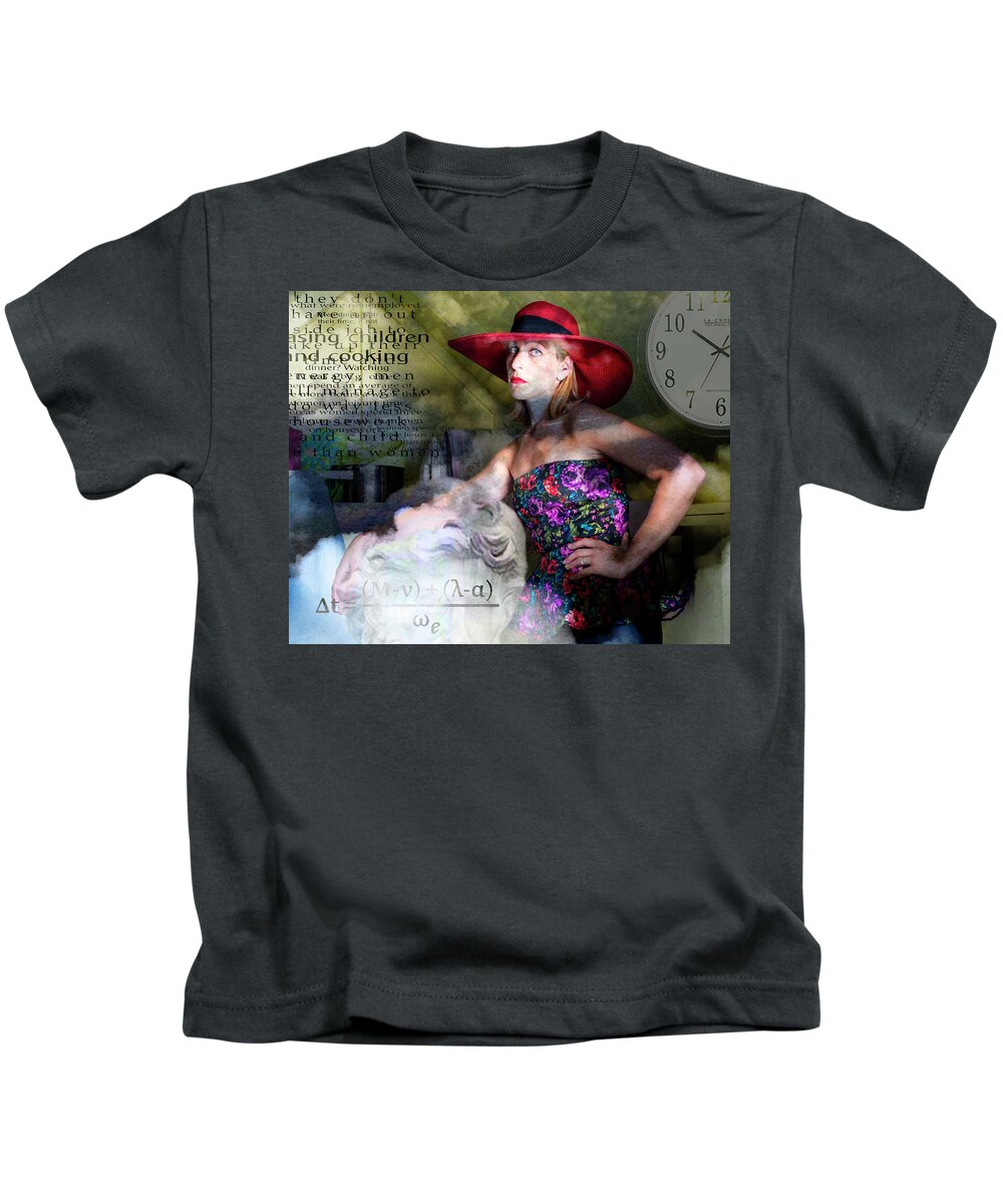 Time Kids T-Shirt featuring the photograph Domestic Considerations Kronos' Daughter by Ann Tracy