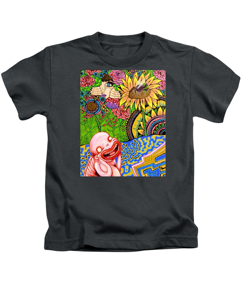 Fantasy Art Kids T-Shirt featuring the painting Don't Let Reality Stop You by Bobby Zeik