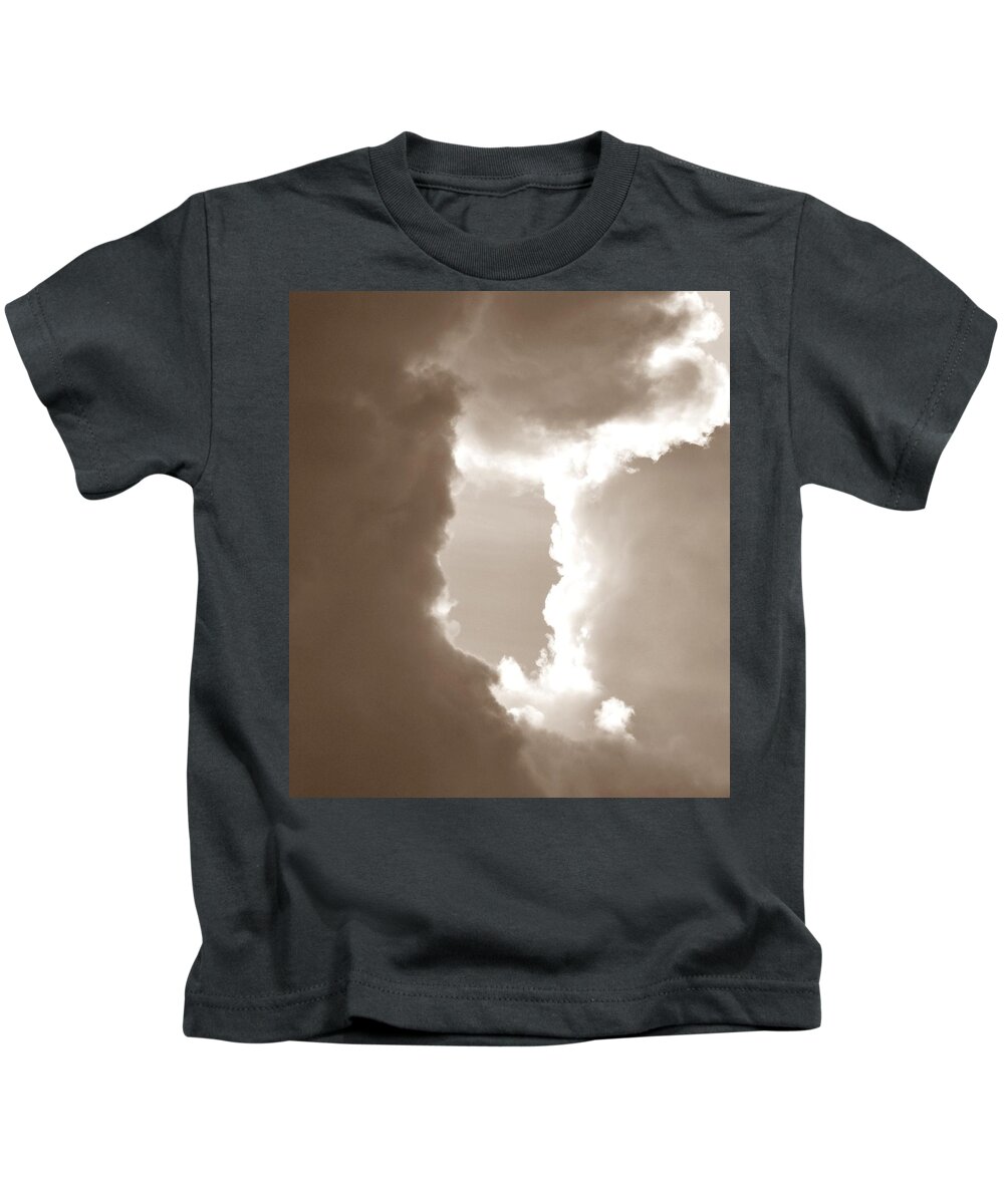 Cloud Kids T-Shirt featuring the photograph Donut Hole - Sepia by Rich Bodane