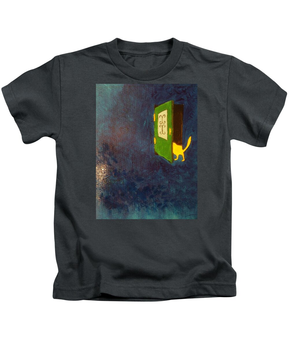 Cat Kids T-Shirt featuring the photograph Door by Goma
