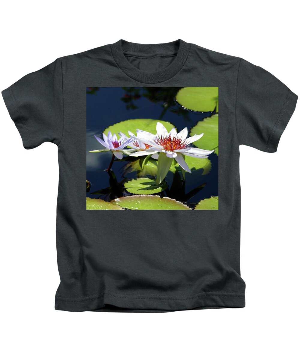 Dotty Kids T-Shirt featuring the photograph Dotty Reflected Lotus Blossoms 0033 DLW_H_2 by Steven Ward