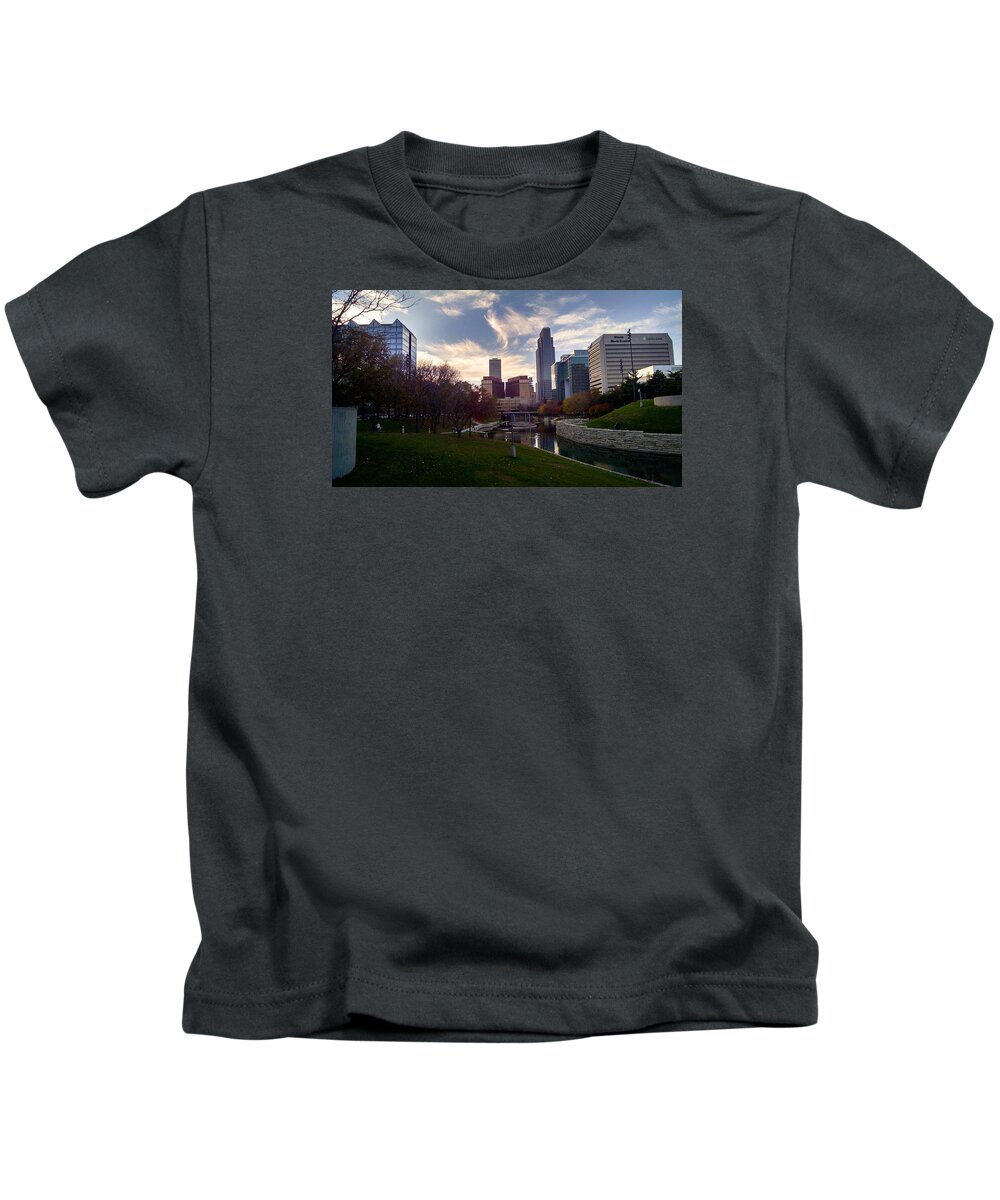 Omaha Kids T-Shirt featuring the photograph Downtown Omaha by Mike Dunn