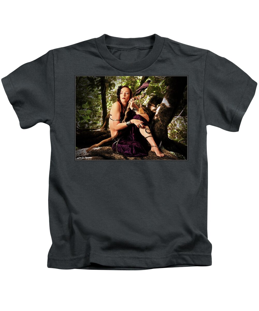 Fantasy Kids T-Shirt featuring the photograph Druid In The Wood by Jon Volden