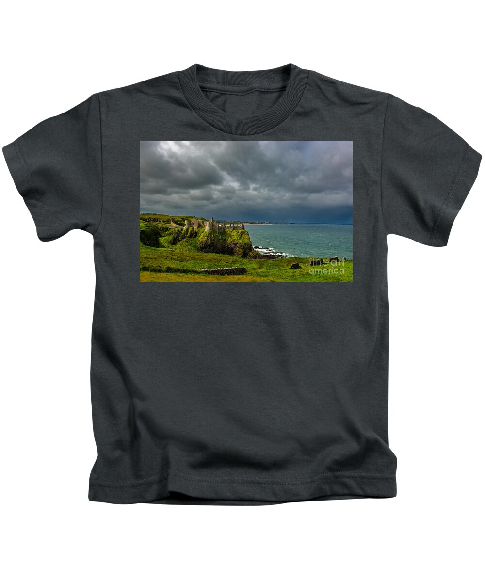 Castle Kids T-Shirt featuring the photograph Dunluce Castle in Northern Ireland by Andreas Berthold
