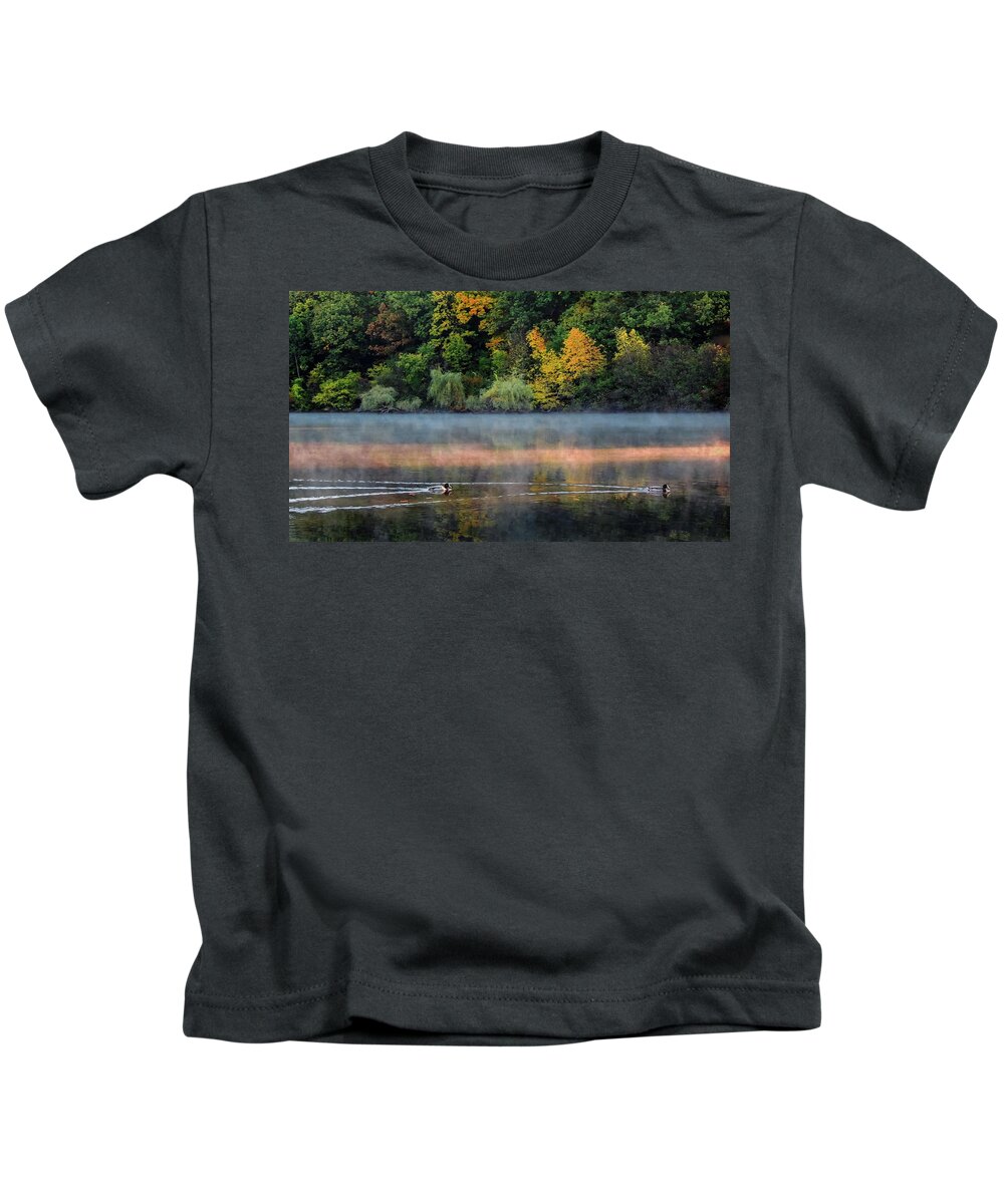 Landscape Kids T-Shirt featuring the photograph Early Autumn Morning at Longfellow Pond by Robert Mitchell