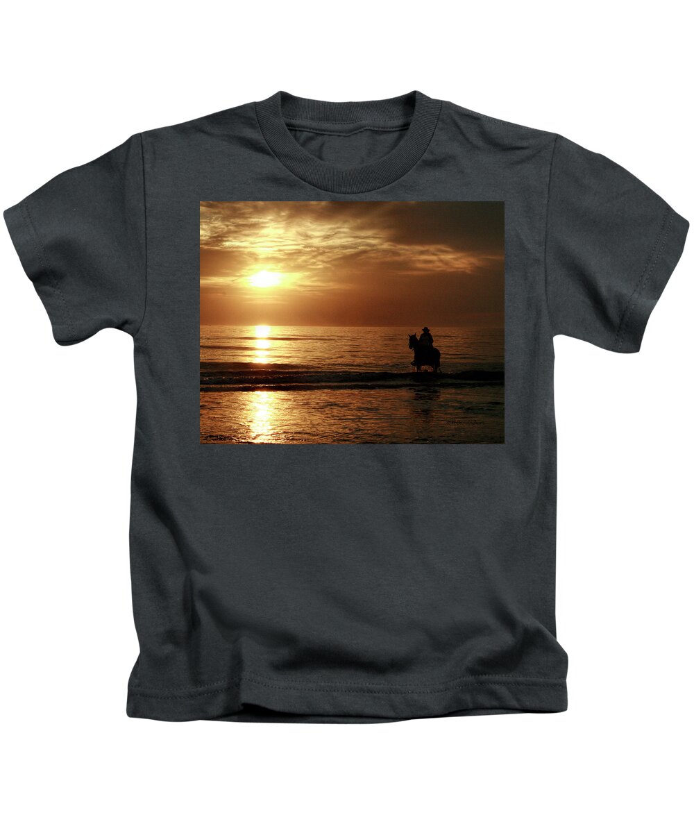Seascape Kids T-Shirt featuring the photograph Early Morning Ride by Dorothy Cunningham