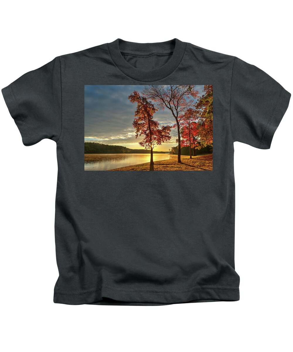 Autumn Kids T-Shirt featuring the photograph East Texas Autumn Sunrise At The Lake by Todd Aaron