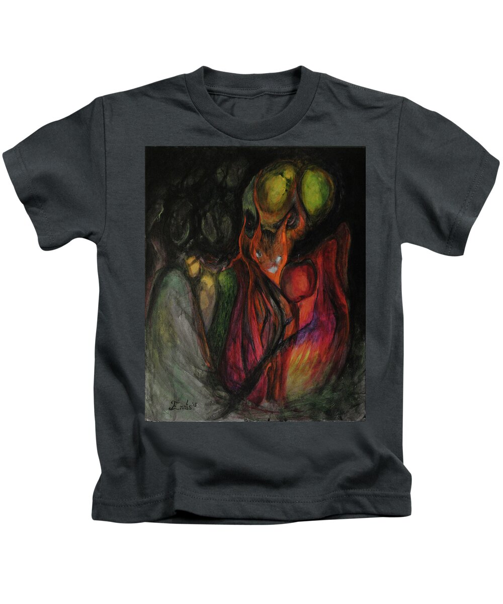 Ennis Kids T-Shirt featuring the painting Elder Keepers by Christophe Ennis