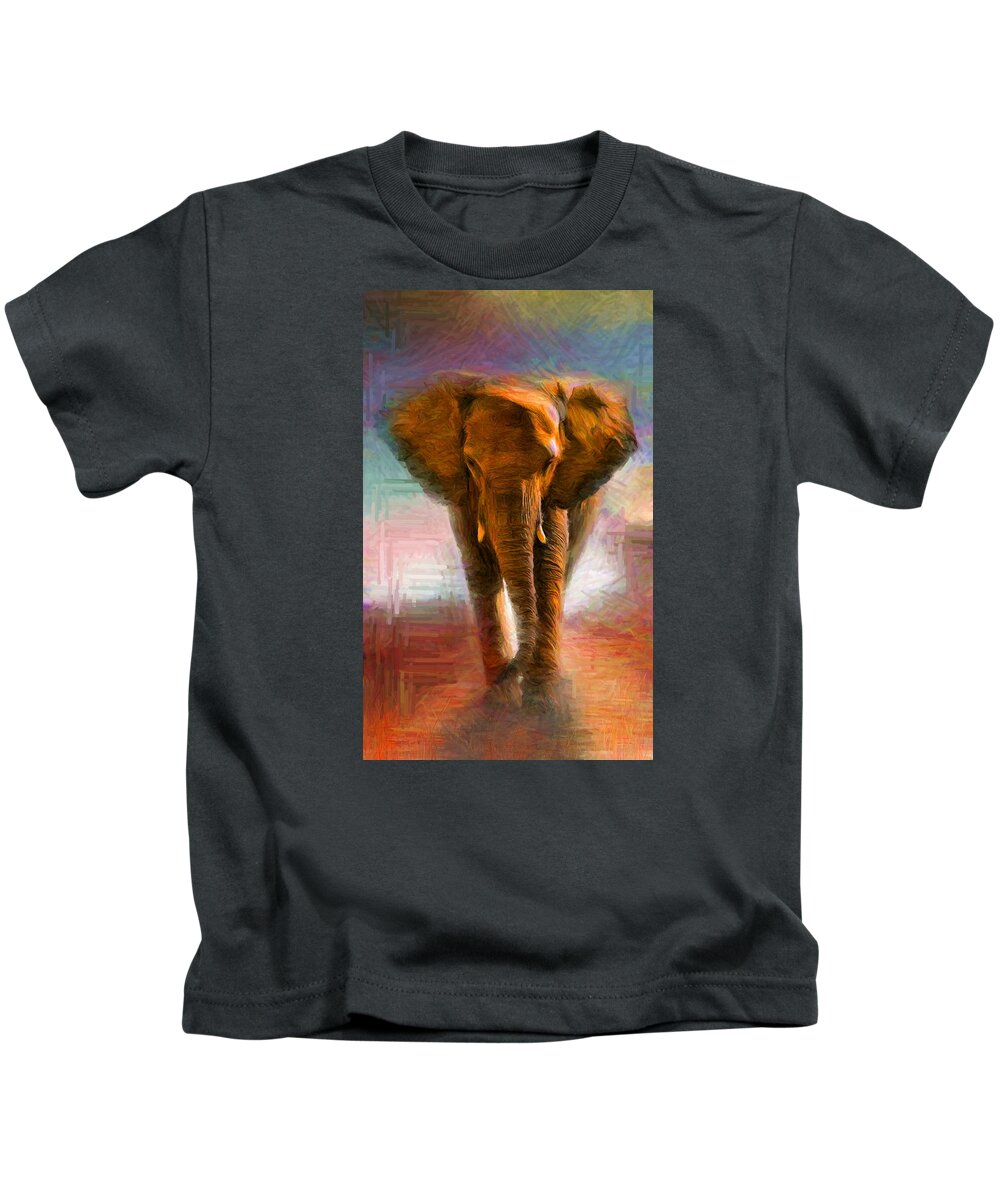 Animals Kids T-Shirt featuring the digital art Elephant 1 by Caito Junqueira