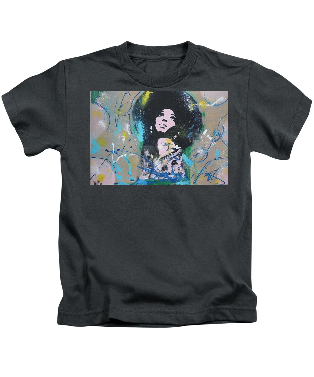 Diana Ross Kids T-Shirt featuring the painting Eletric Ross by Antonio Moore