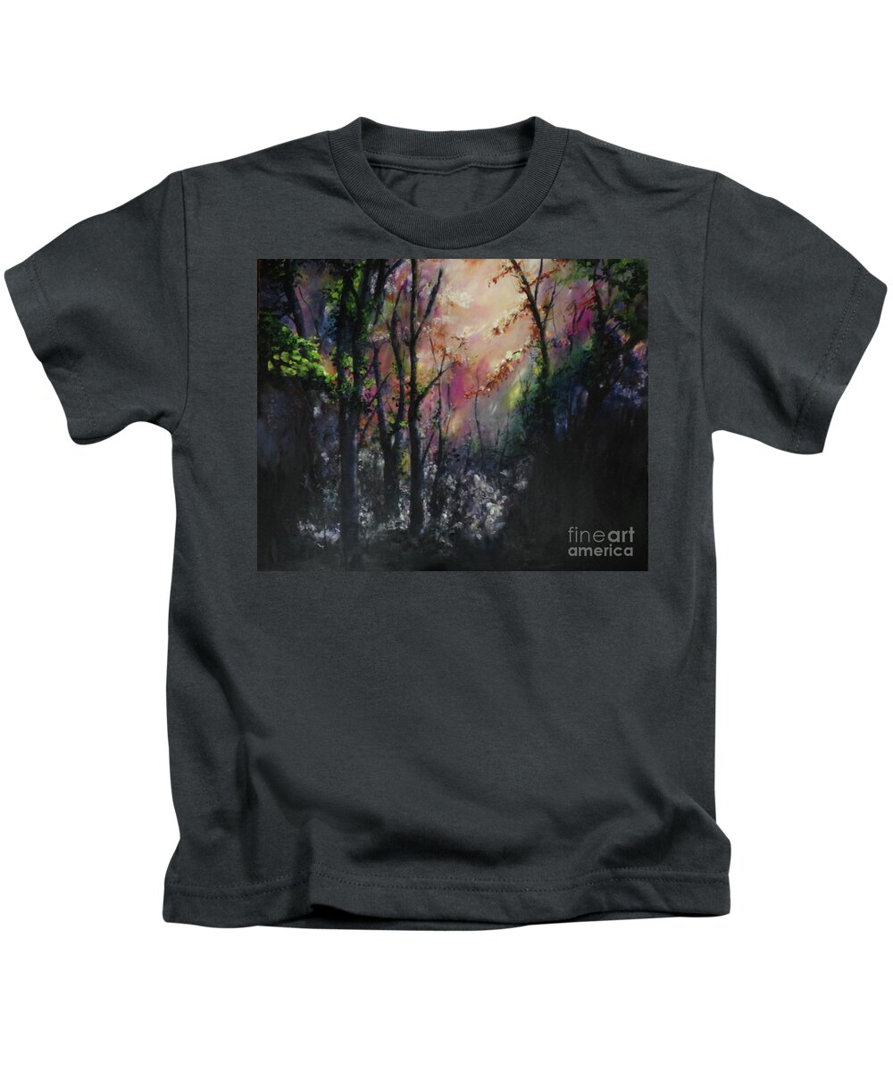 Woodland Kids T-Shirt featuring the painting Enchanted woodlands by Lizzy Forrester