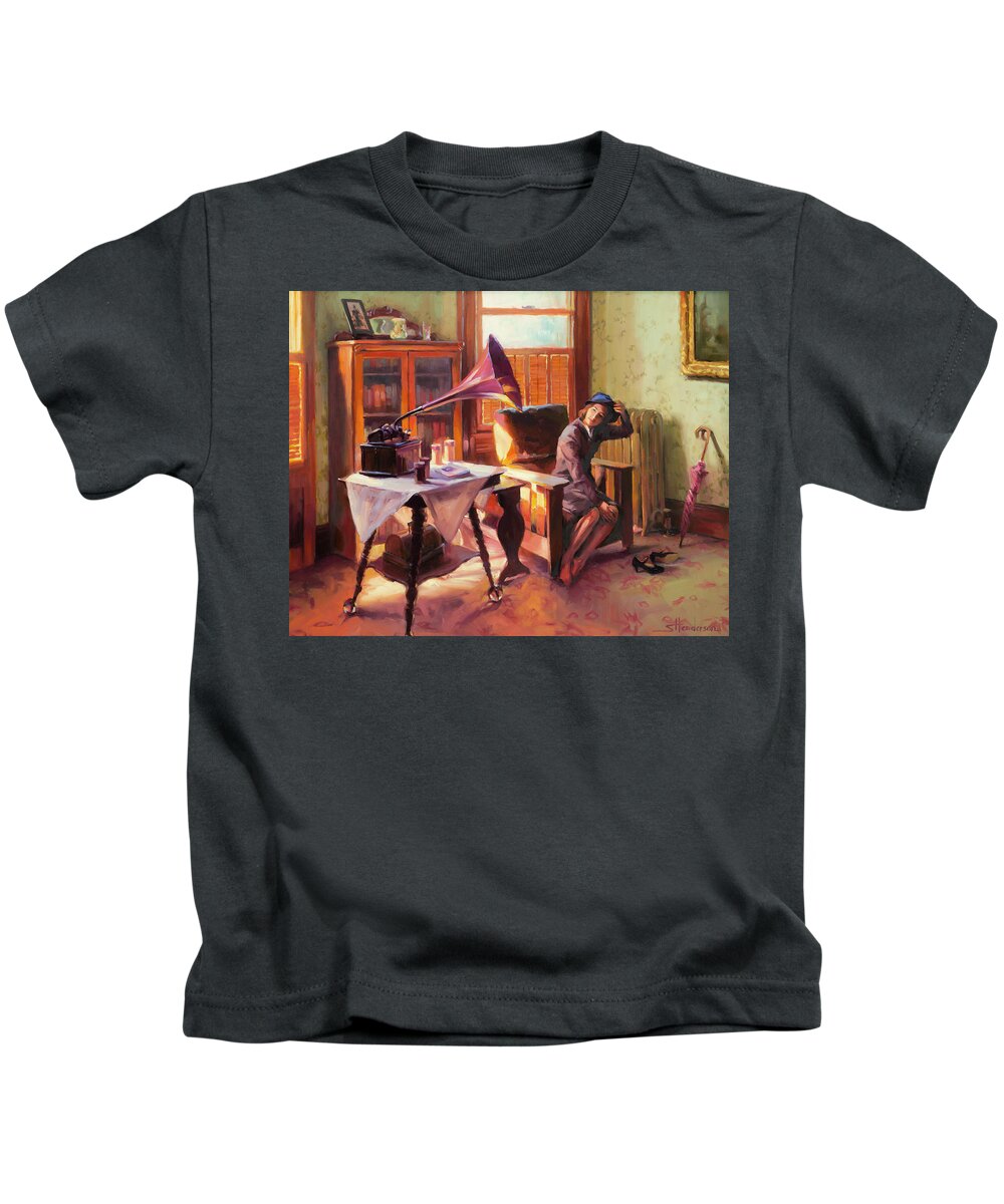 Nostalgia Kids T-Shirt featuring the painting Ending the Day on a Good Note by Steve Henderson