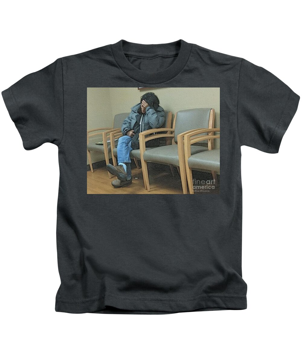 Realism Kids T-Shirt featuring the photograph Endlessly Waiting by Kathie Chicoine