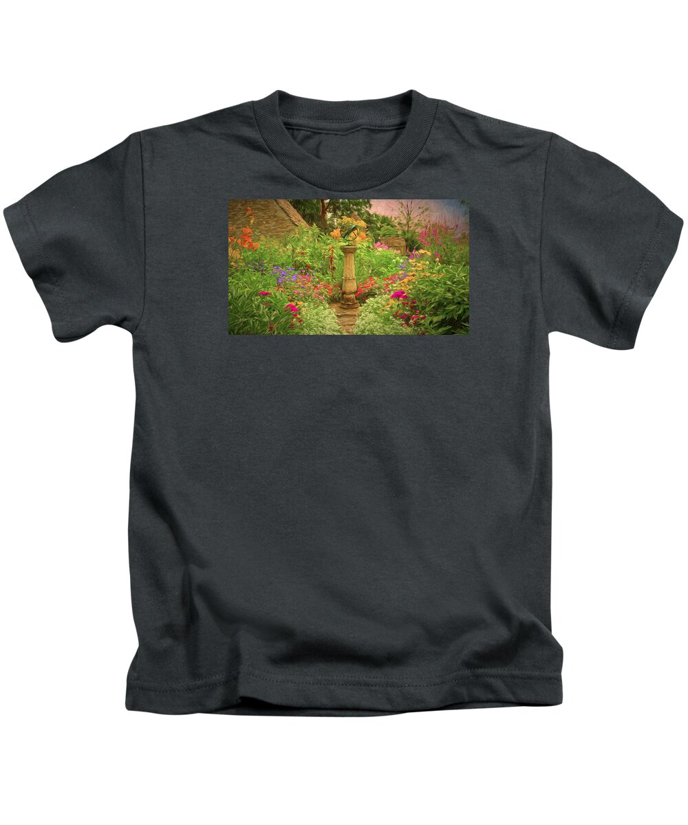 Cotswold Cottage Kids T-Shirt featuring the photograph English Garden by Susan Rissi Tregoning