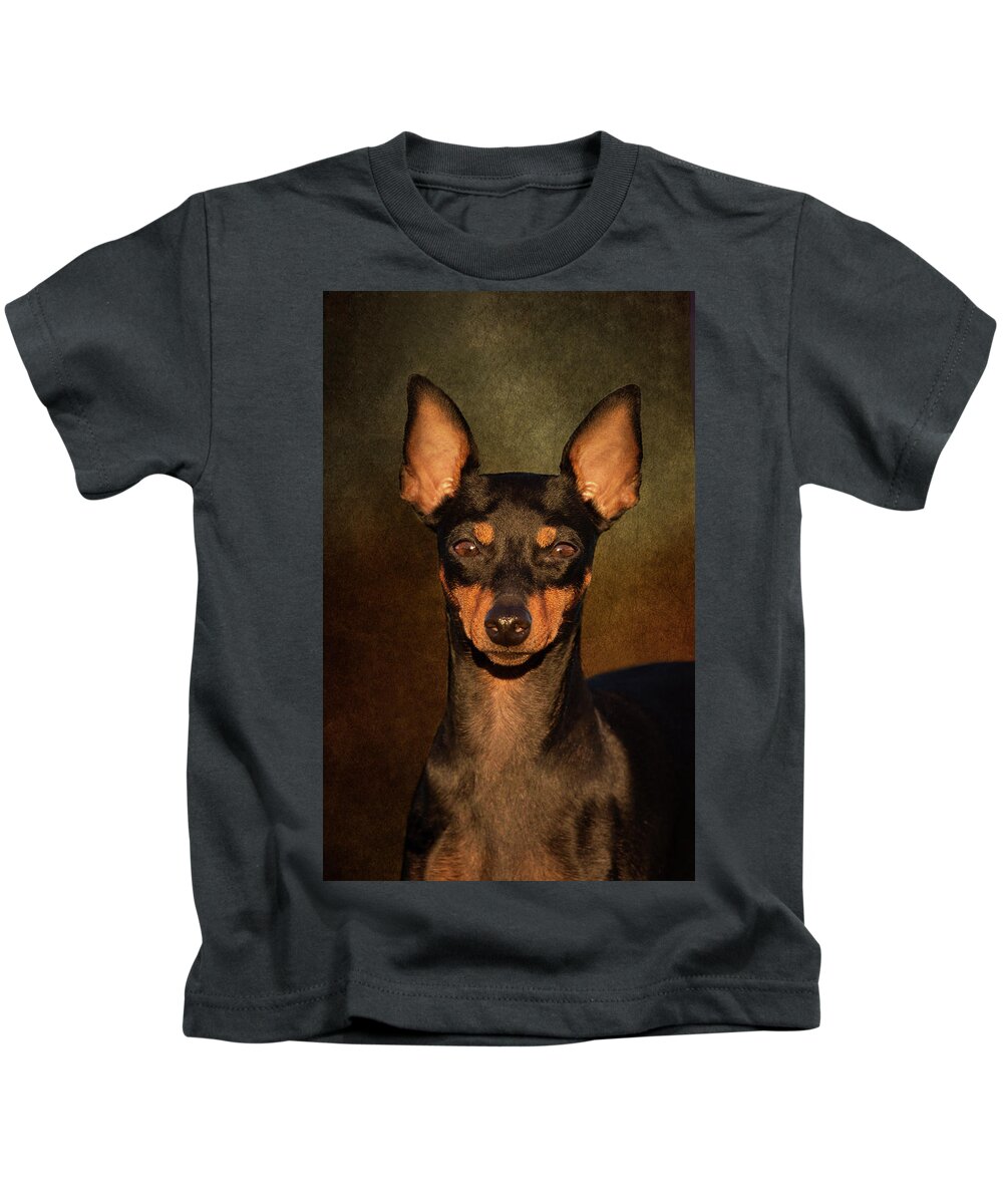 English Toy Terrier Kids T-Shirt featuring the photograph English Toy Terrier by Diana Andersen