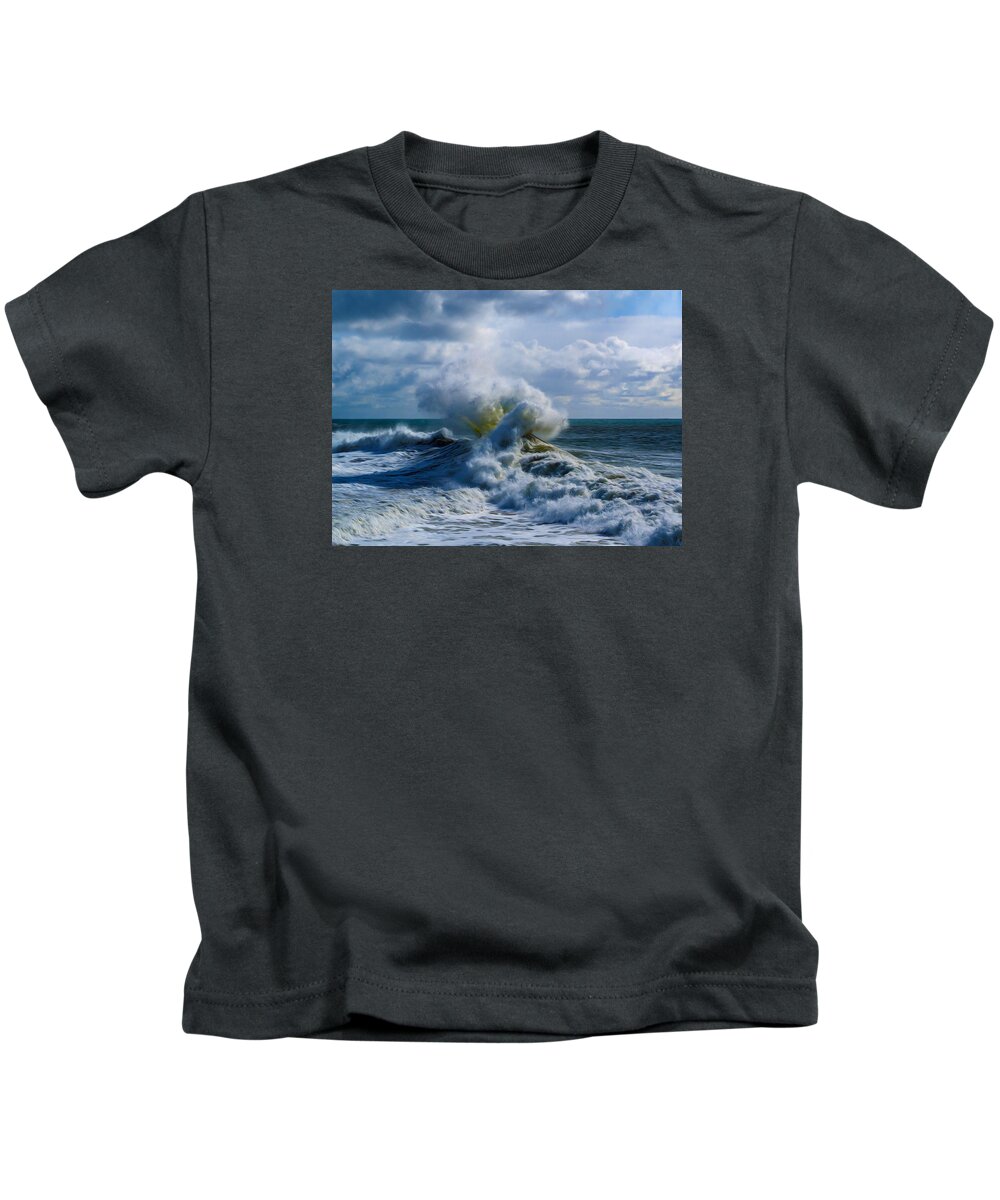 Pacific Ocean Kids T-Shirt featuring the photograph Enter At Your Own Risk by Joe Schofield