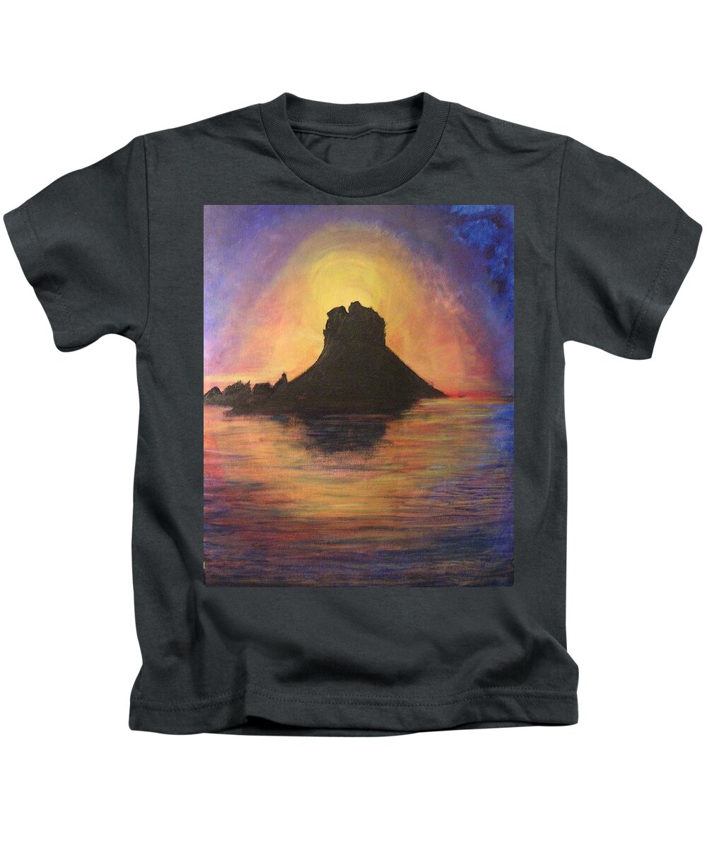 Sunset Kids T-Shirt featuring the painting Es Vedra Sunset I by Lizzy Forrester