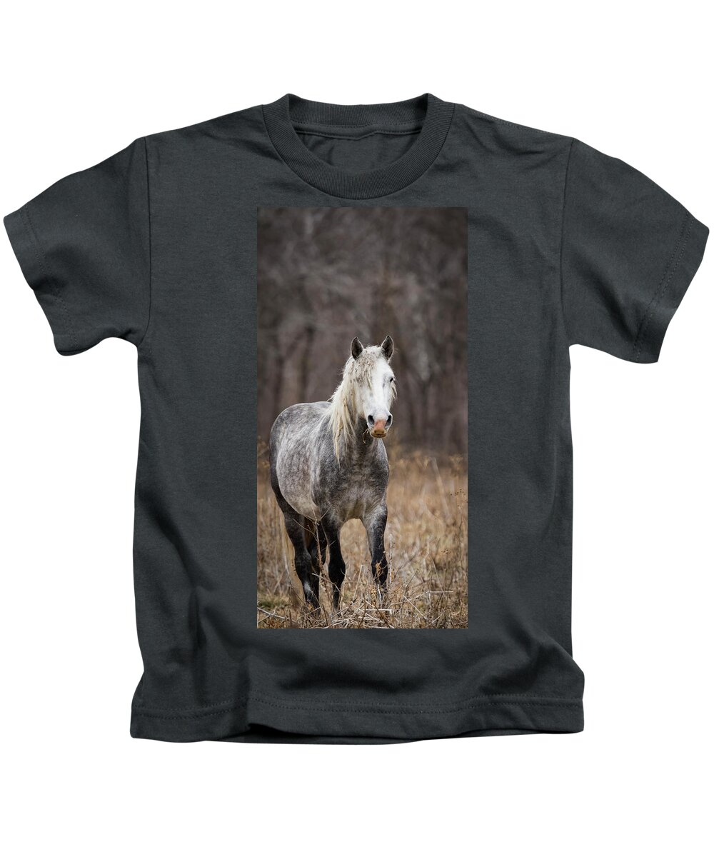 Horse Kids T-Shirt featuring the photograph Escape by Holly Ross
