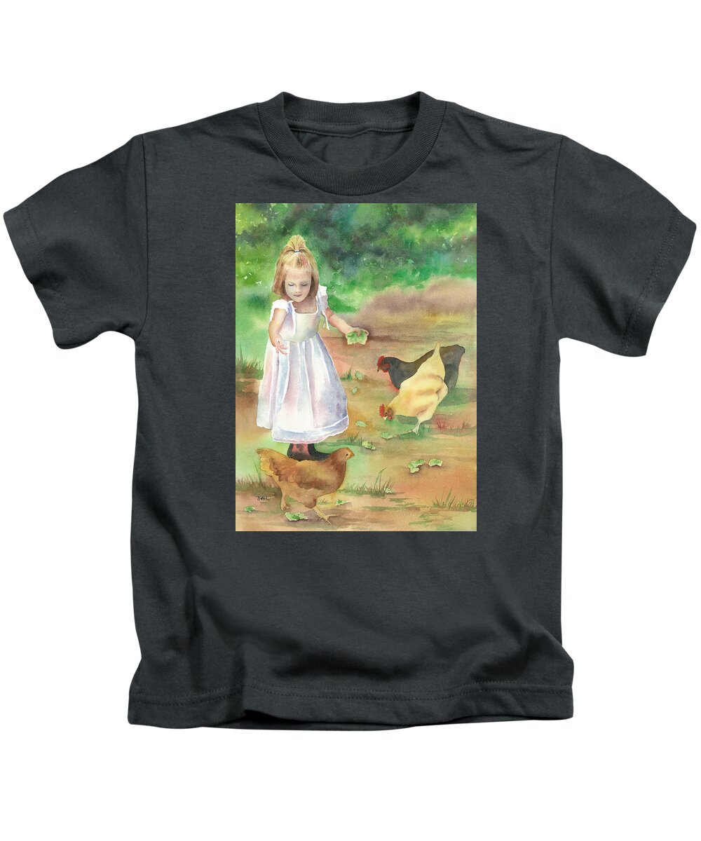 Girl Kids T-Shirt featuring the painting Evie by Beth Fontenot