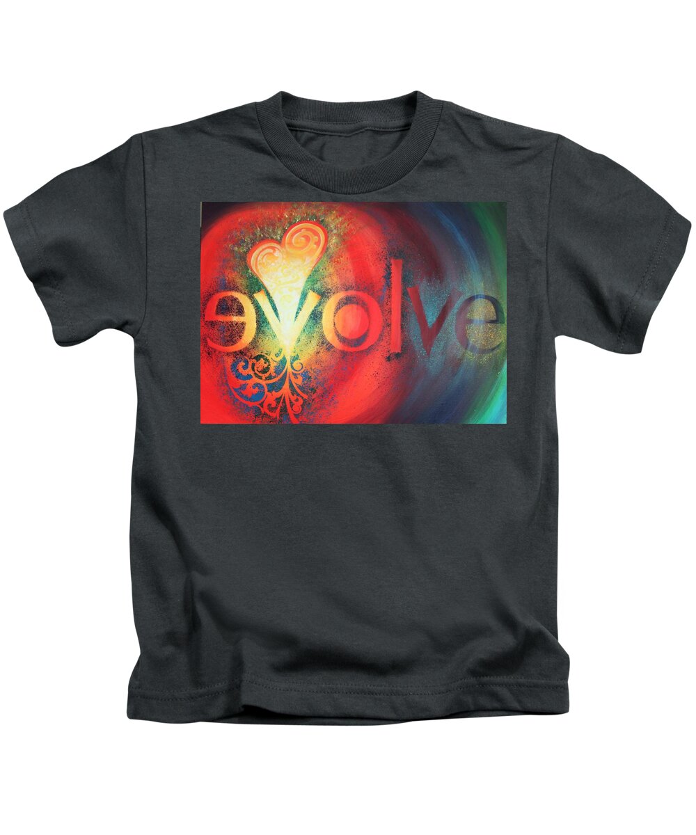 Abstract Framed Prints Kids T-Shirt featuring the painting Evolve by Reina Cottier
