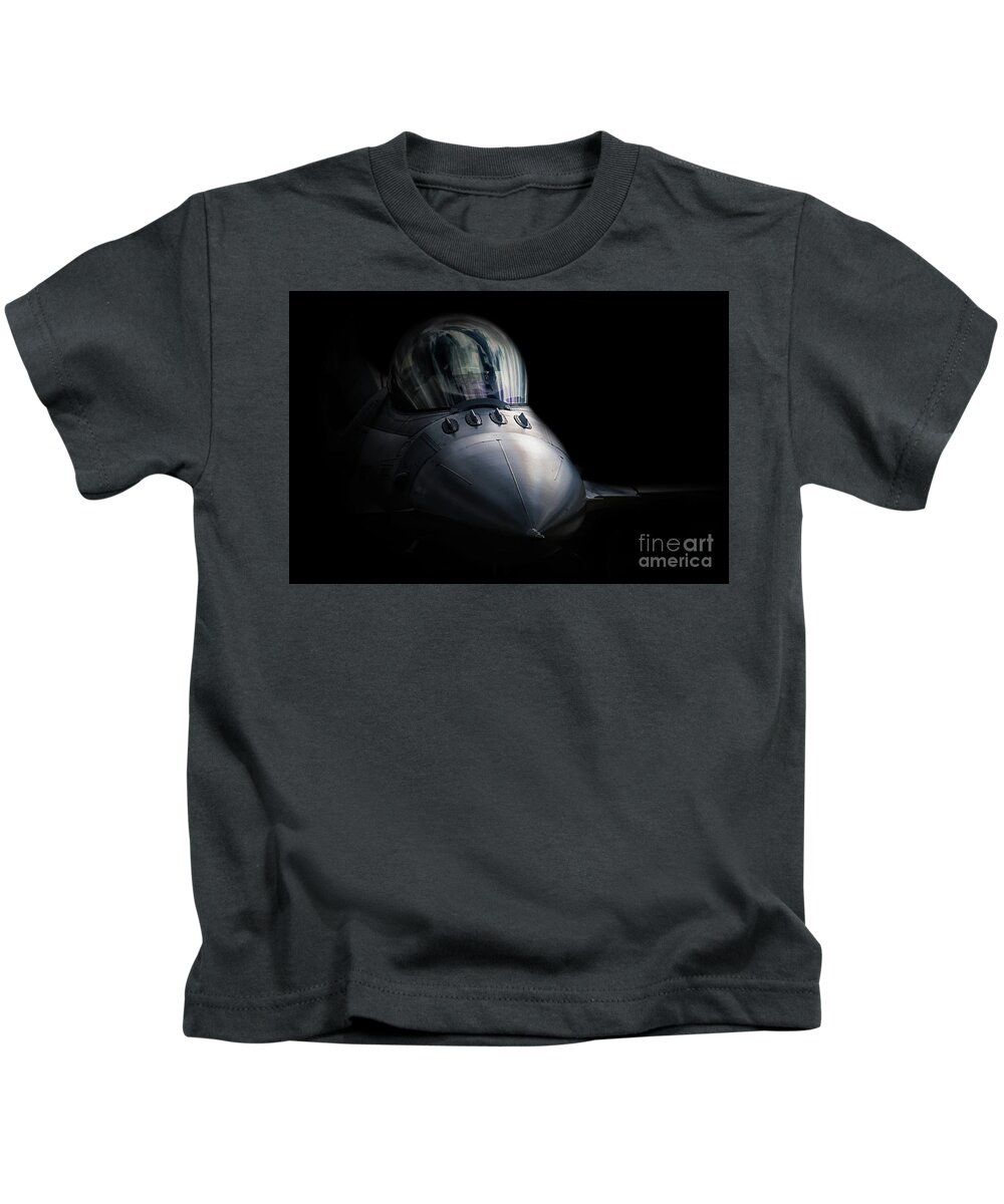 F16 Kids T-Shirt featuring the digital art Falcon by Airpower Art