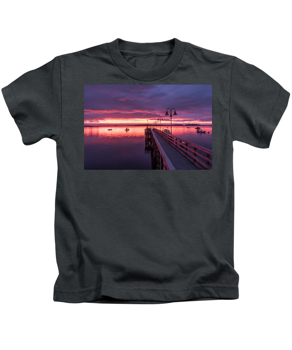 Maine Kids T-Shirt featuring the photograph Falmouth Town Landing Sunrise by Colin Chase