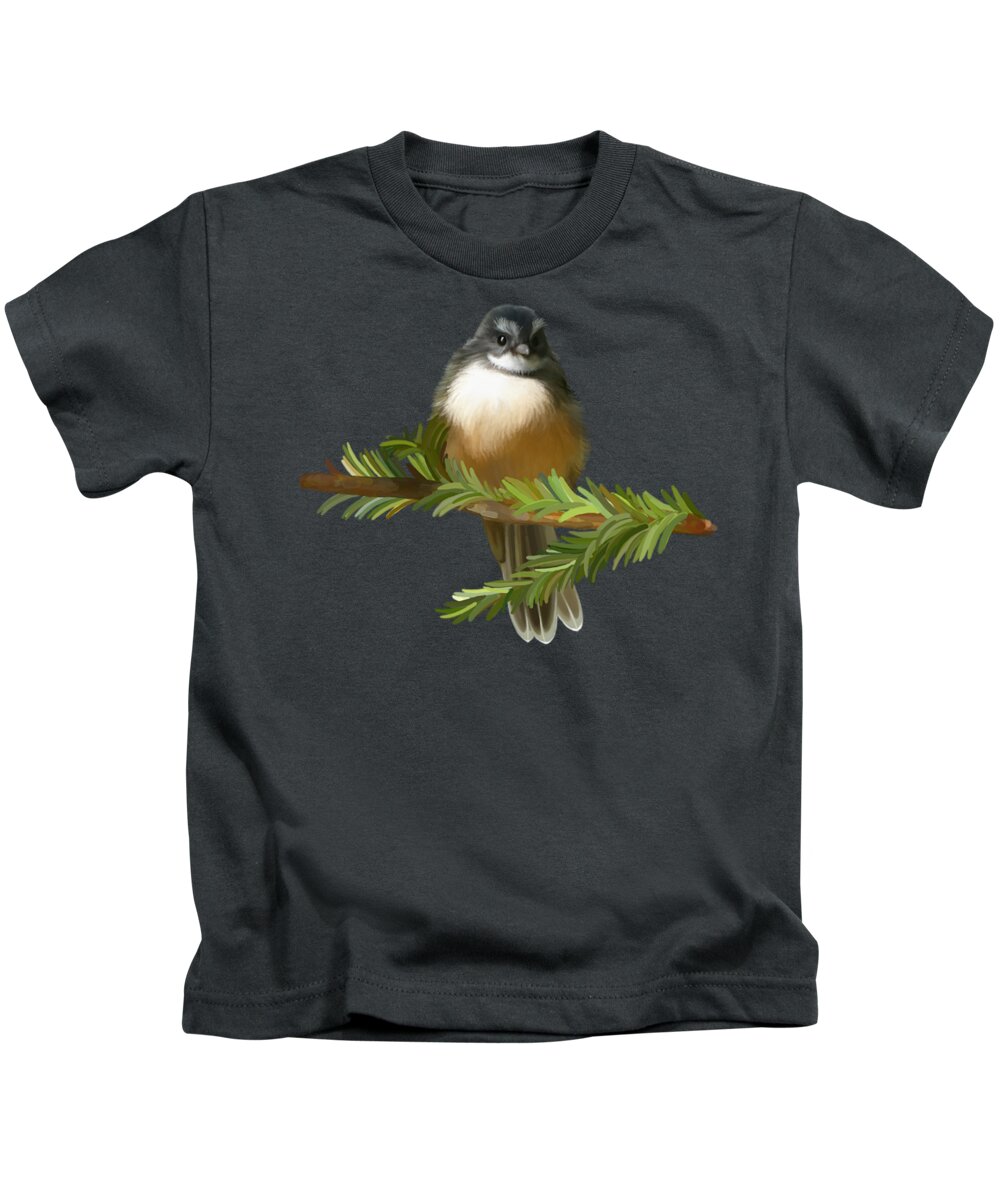 Bird Kids T-Shirt featuring the painting Fantail by Ivana Westin