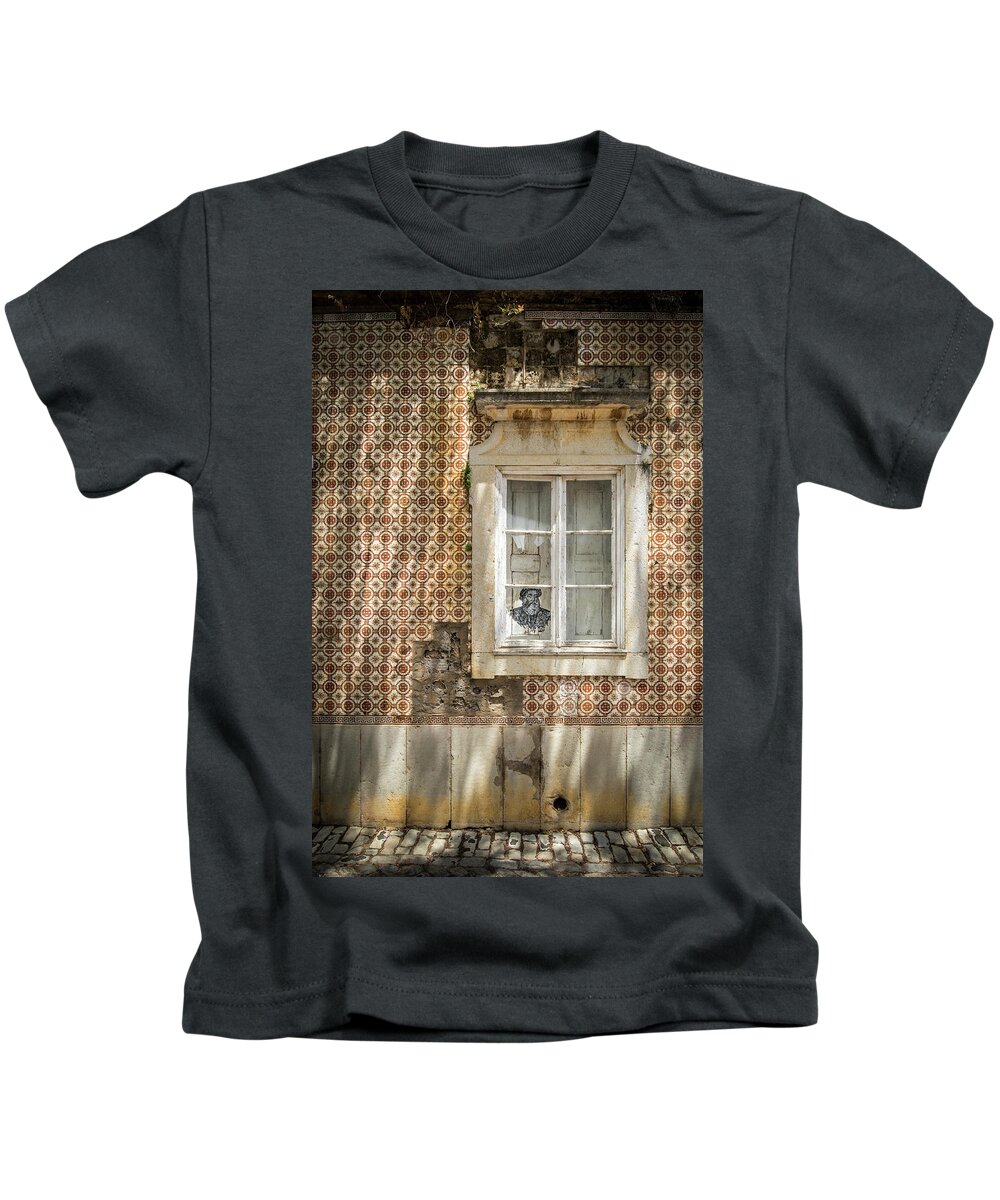Faro Kids T-Shirt featuring the photograph Faro Window by Nigel R Bell