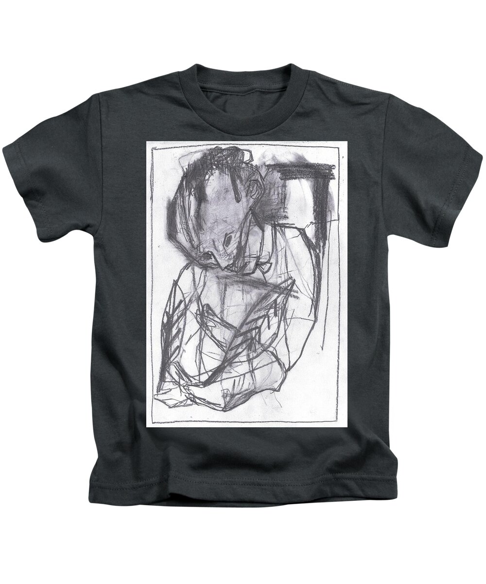 Feather Kids T-Shirt featuring the drawing Feather writer by Edgeworth Johnstone